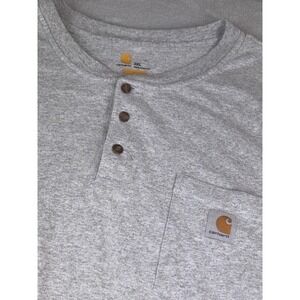 Carhartt Mens 3XL Gray Long Sleeve‎ Henley Pocket T Shirt Workwear XXXL